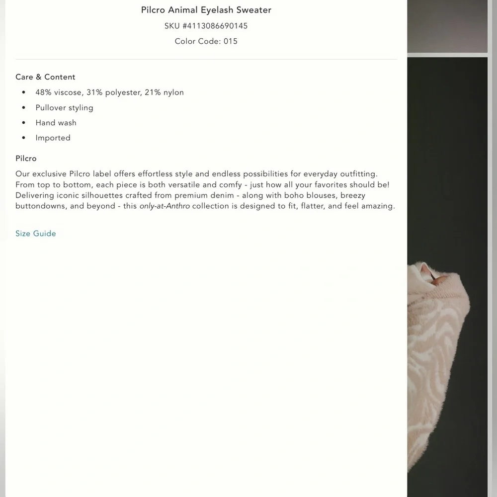 Pilcro Animal Eyelash Sweater
Color: NEUTRAL MOTIF - Picture 4 of 12